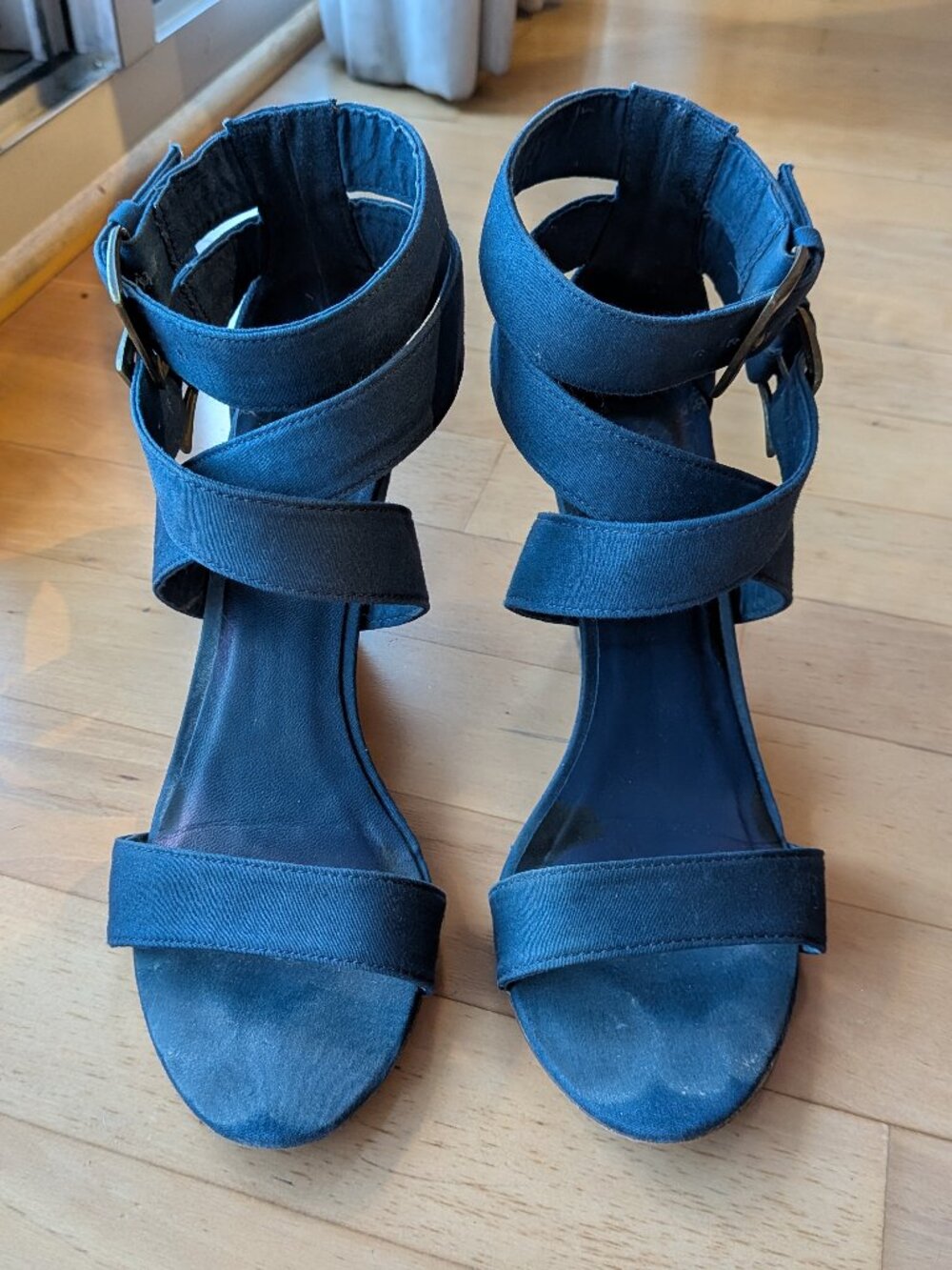 Bershka denim blue wedge heels women's EU 38